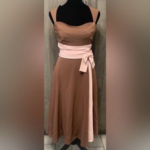 Bettie Page 50's Brown & Pink Sun Dress By Tatyana Rockabilly Style Women's XS